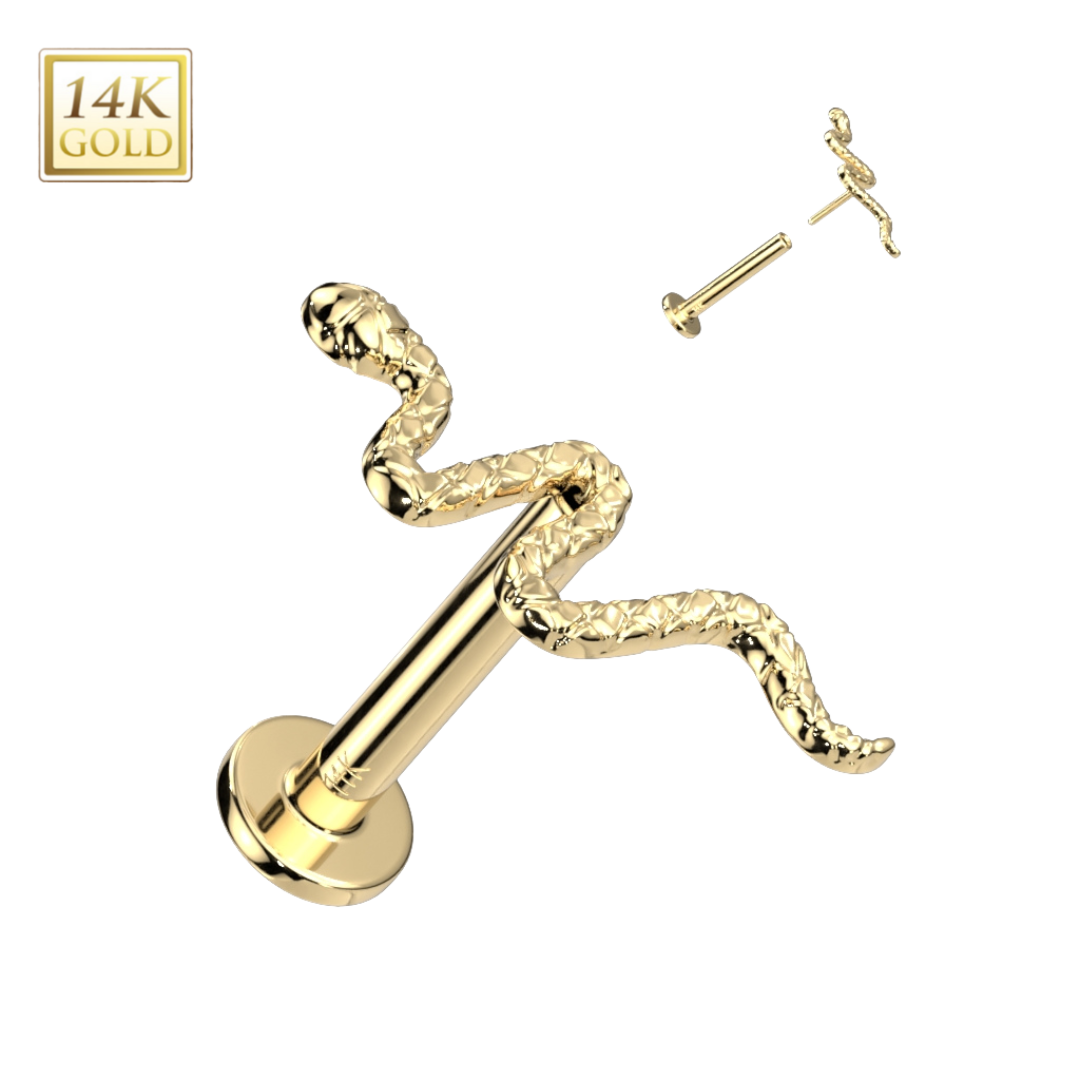 14k Gold Snake Threadless Labret